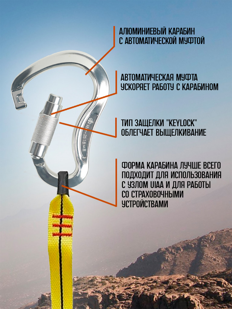 Карабин HMS автомат с двойной блокировой (Keylock) Vertical