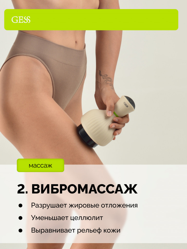 Вакуумный антицеллюлитный лимфодренажный беспроводной массажер для тела с подогревом GESS Body Tonus, массажер для похудения