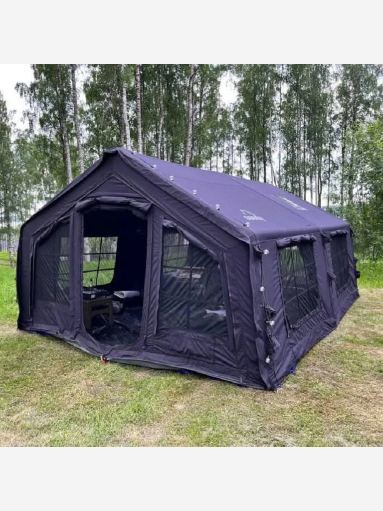 Надувная палатка Coody 17.28 Pro Black, 17.2 м², 4–6 человек, 2 входа, дымоход