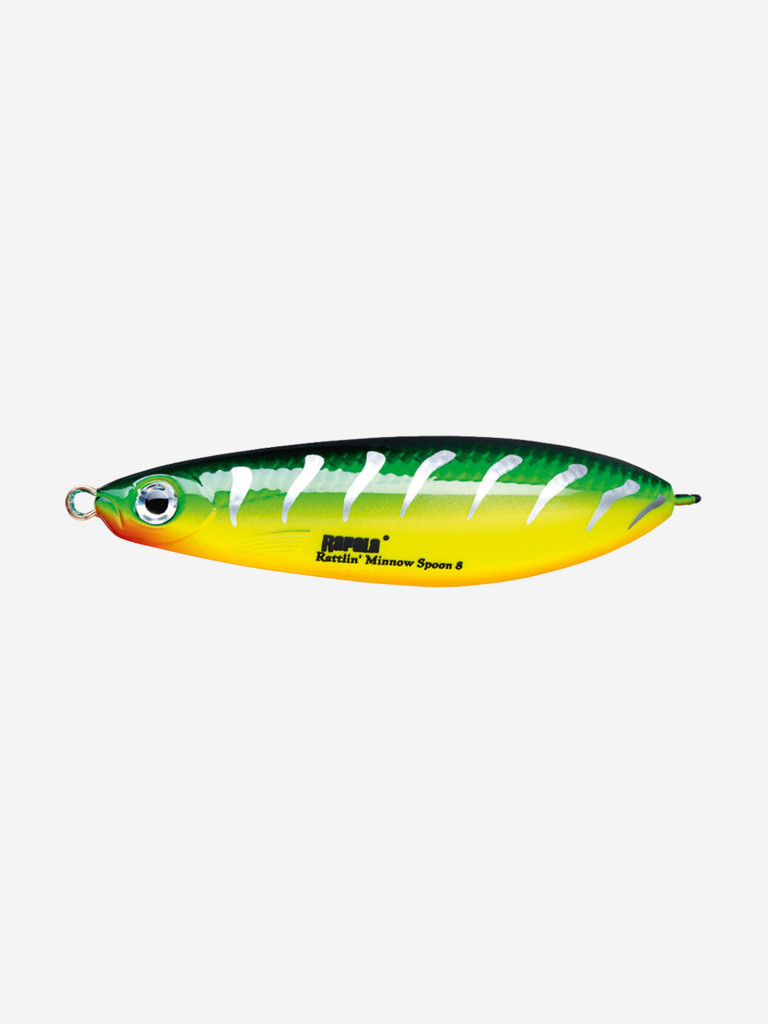 Блесна для рыбалки колеблющаяся RAPALA Rattlin' Minnow Spoon, 8см, 16гр /FRB (незацепляйка)