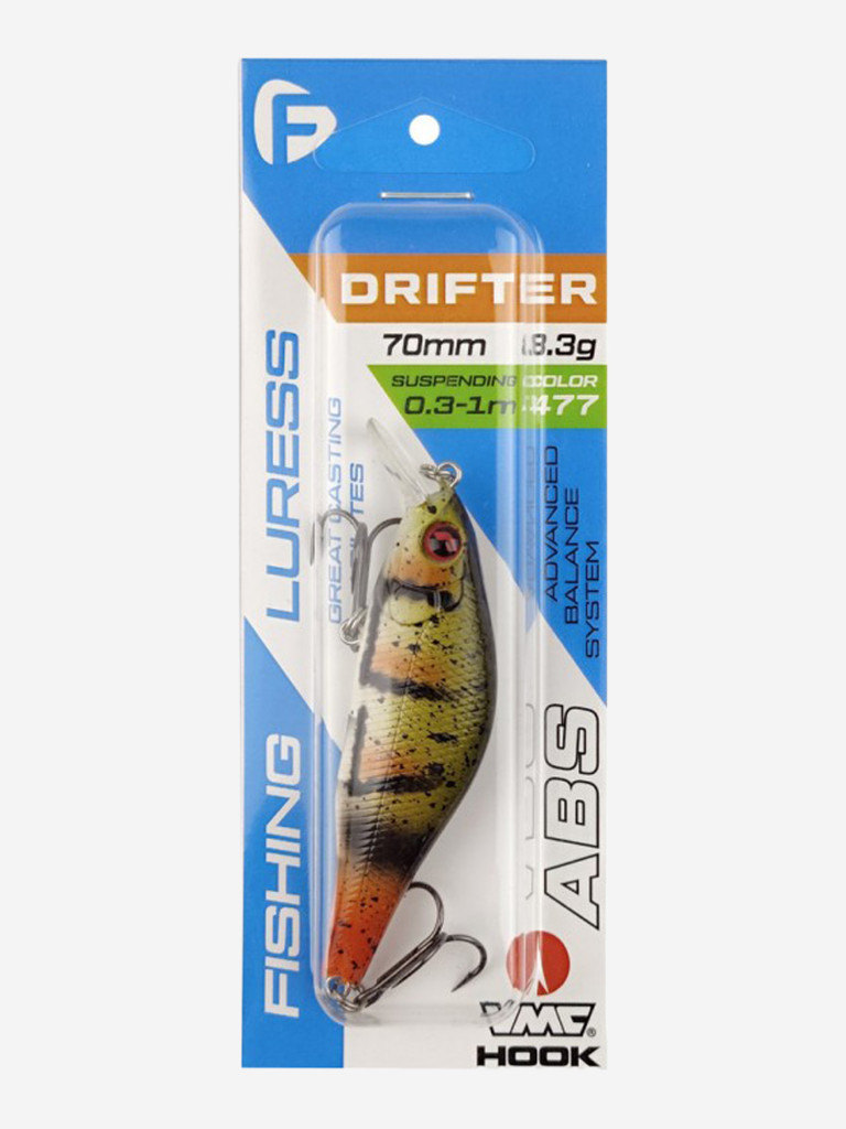 Воблер Drifter 70мм 8,3г 0,3-1,0м 477 Суспендр