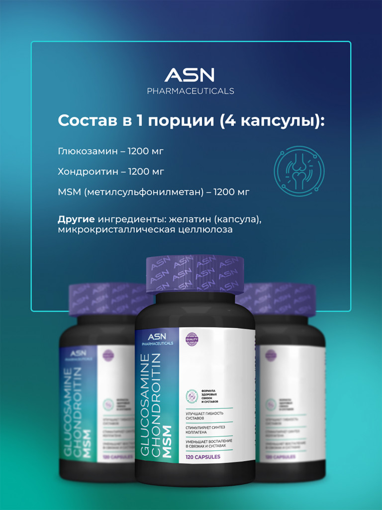 Глюкозамин Хондроитин Мсм, ASN PHARMACEUTICALS, 120 капсул