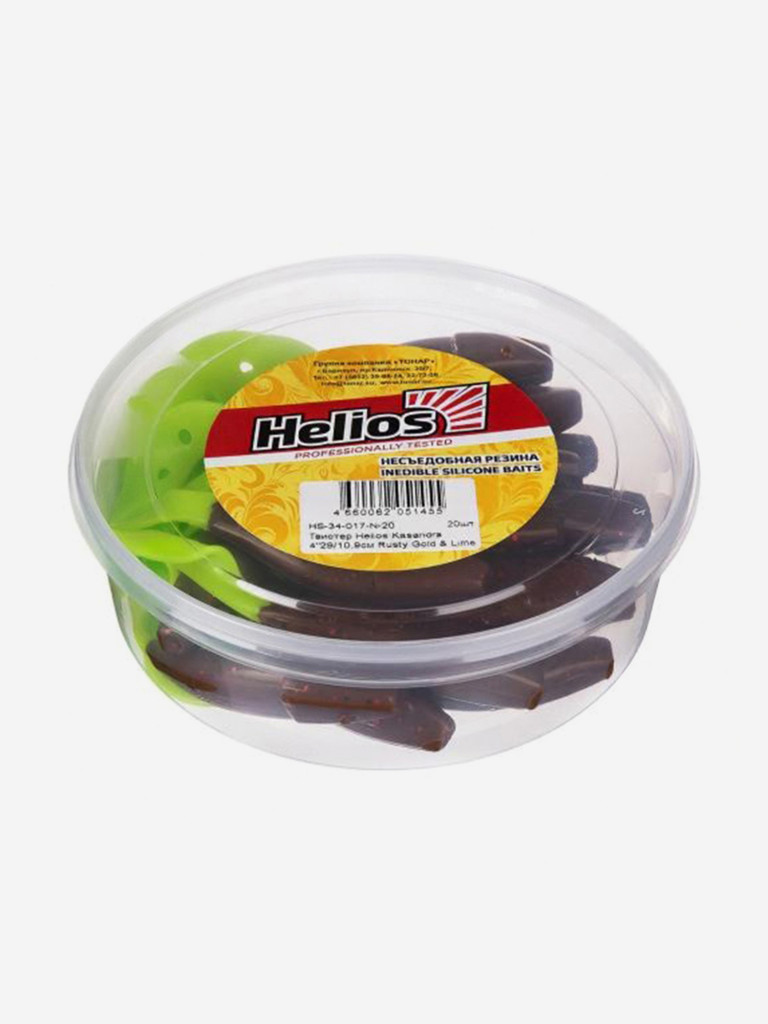 Мягкая приманка Helios Kasandra, 4"29/10,9 см, Rusty Gold & Lime, 20 штук (HS-34-017-N-20)