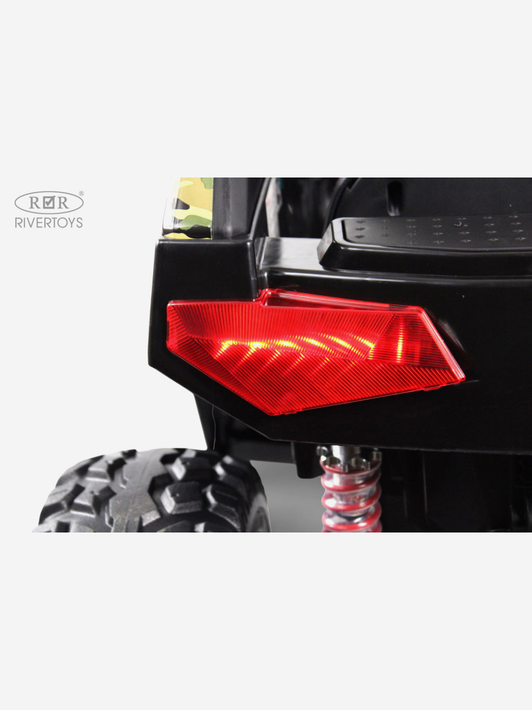Детский электромобиль RIVERTOYS A707AA LUX NEW 4WD зеленый камуфляж