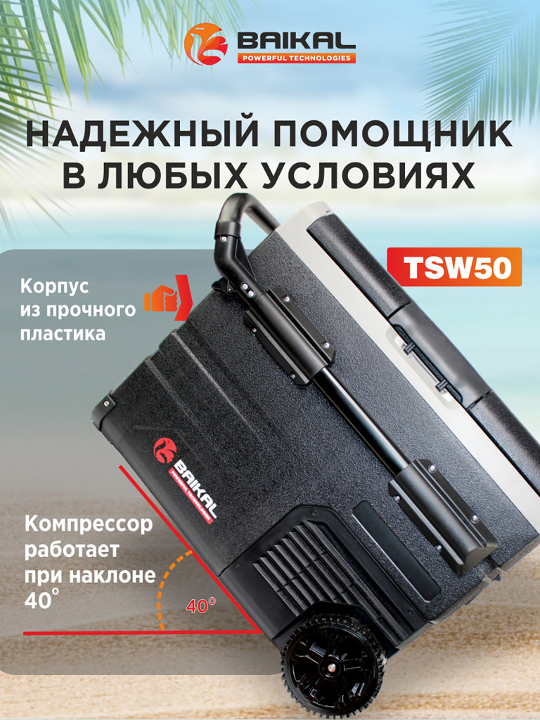 Автомобильный холодильник TSW50 12/24/110/220V