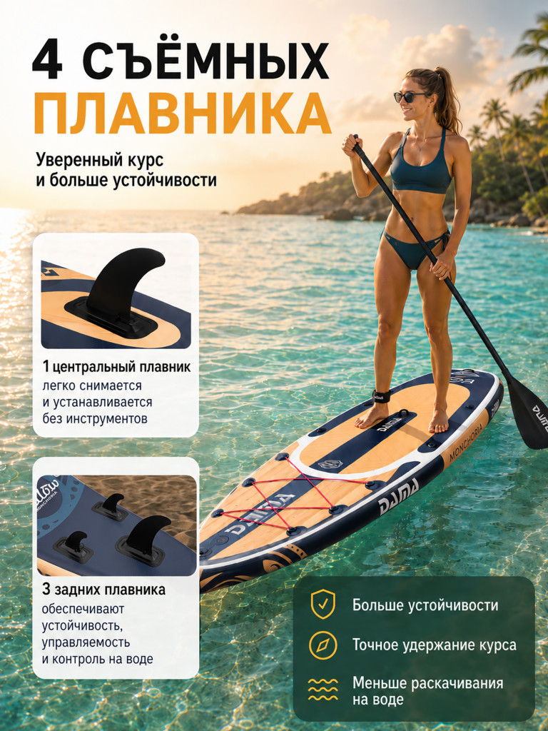 Сапборд двухслойный DAMA MONCHORIA Yellow 335 см
