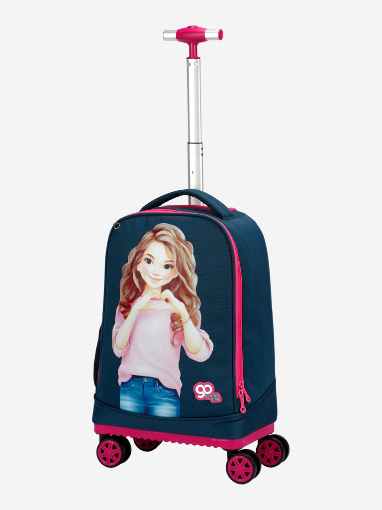 Чемодан детский BEYOND TIME D15 Девочка с сердечком синий