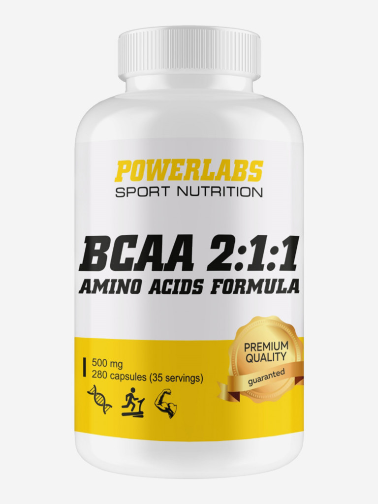 BCAA, Powerlabs, 500 мг, 280 капсул
