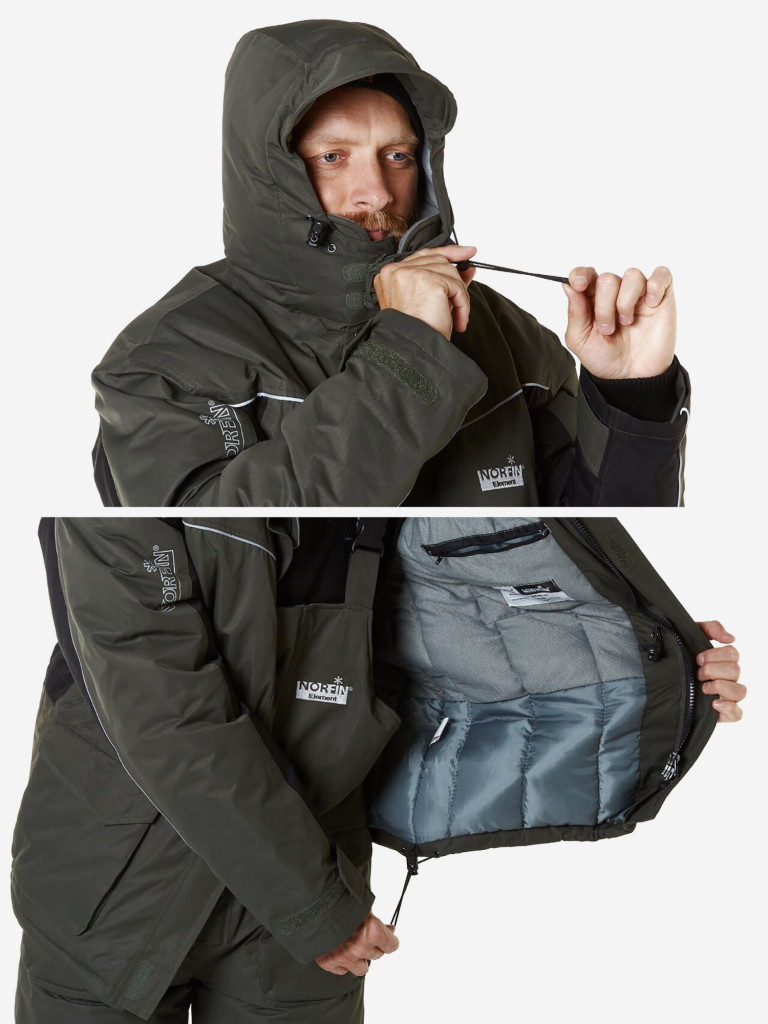 Костюм зимний Norfin ELEMENT (куртка+полукомбинезон) для рыбалки и охоты
