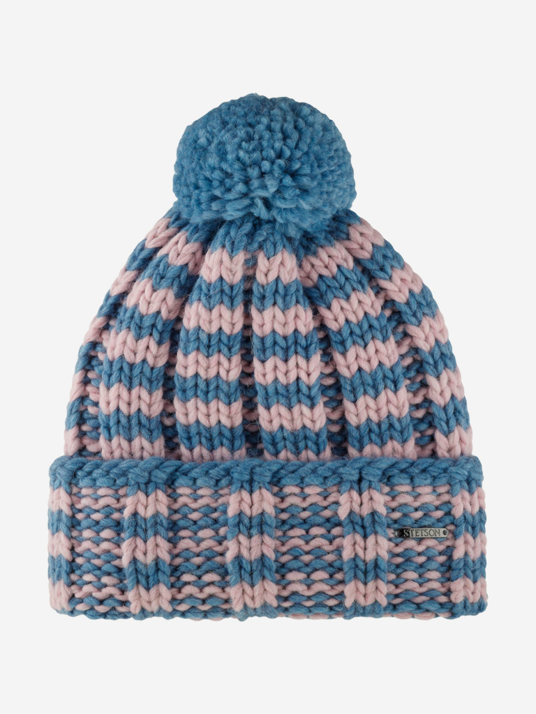Шапка с отворотом STETSON 8599394 BEANIE STRIPES W POMPOM STETSON FREESTYLE