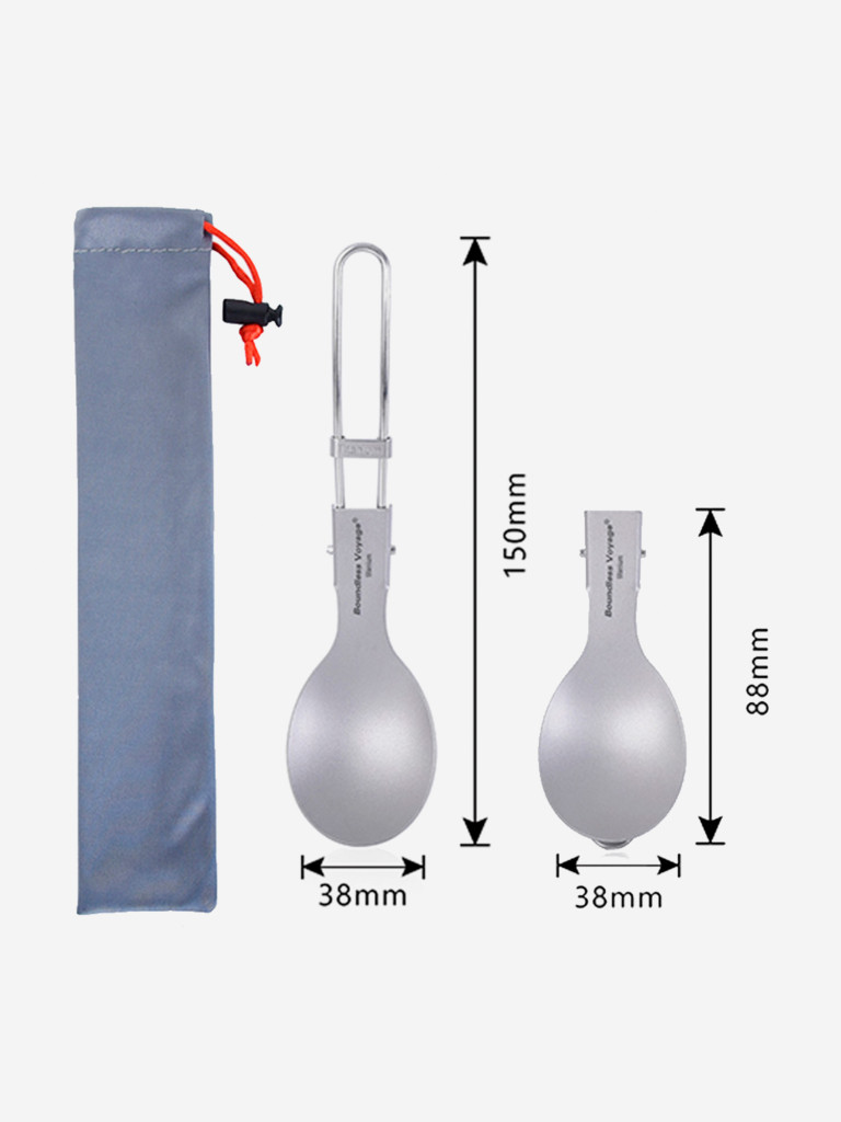 Ложка Boundless Voyage, складная, титановая, туристическая, 15 см