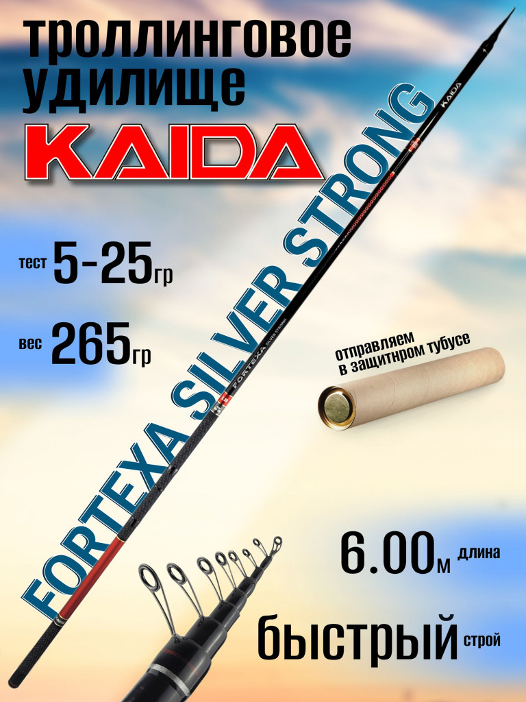 Удилище с кольцами Kaida FORTEXA SILVER STRONG 600 6м