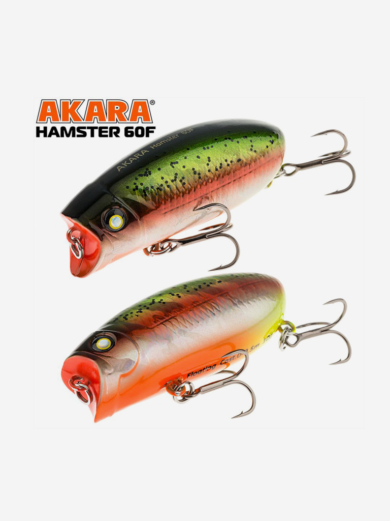 Воблер Akara Hamster 60F поппер поверхностный на щуку, окуня, жереха 10гр A208