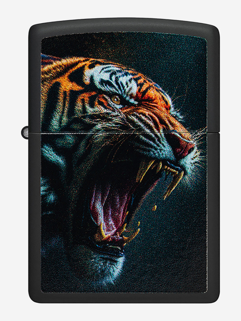 Зажигалка бензиновая ветроустойчивая Zippo Tiger Roar Design Black Matte