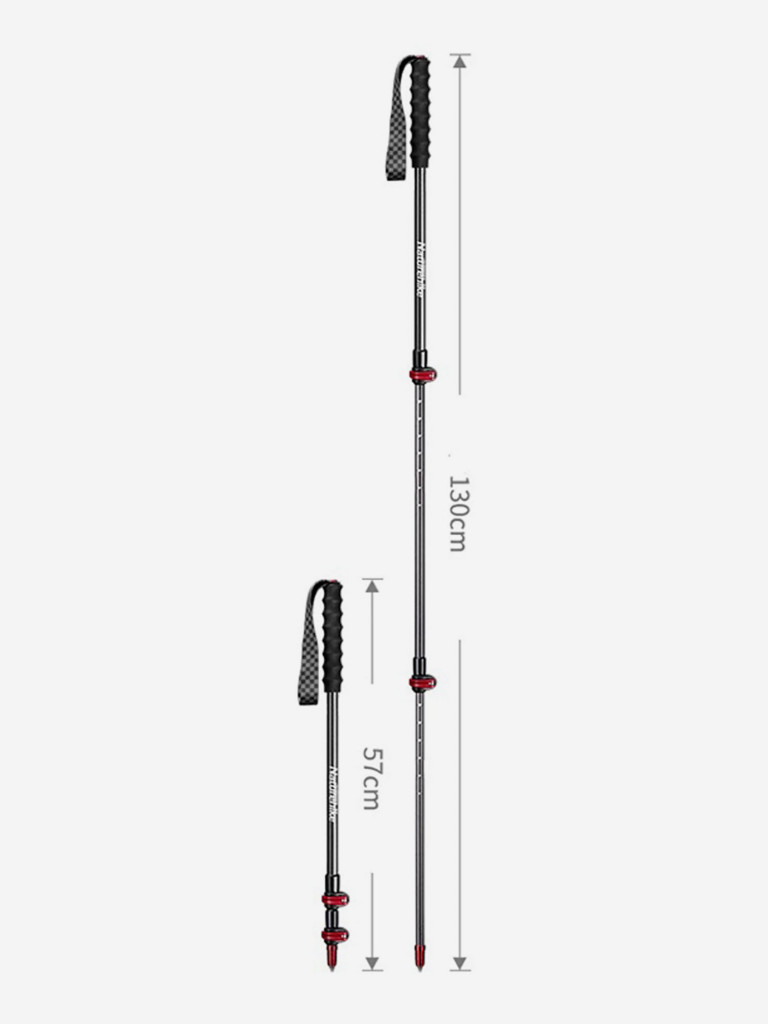 Палки Naturehike карбоновые красные 130 см, 2 штуки