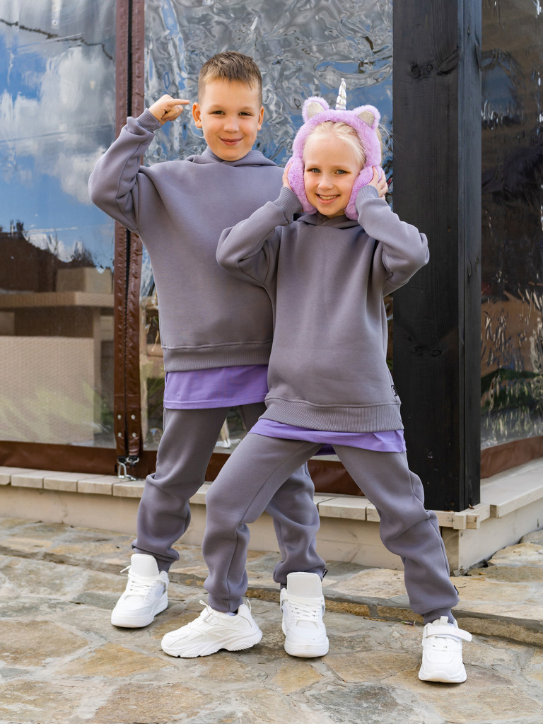 Костюм-двойка из футера начесом для мальчика и девочки Looklie