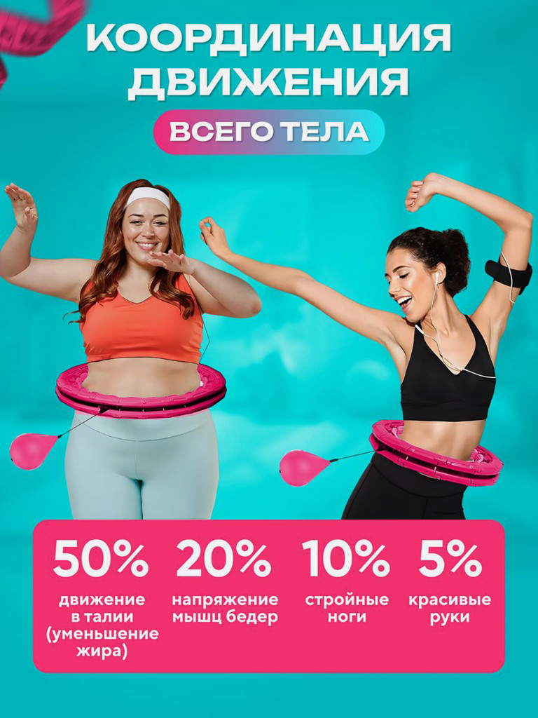 Обруч для похудения FitnessLive массажный утяжеленный цвет красный