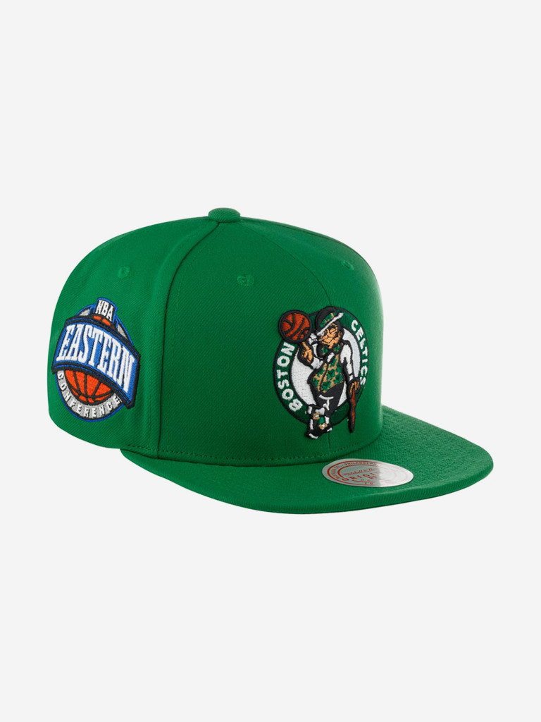 Бейсболка с прямым козырьком MITCHELL NESS HHSS5341-BCEYYPPPGREN Boston Celtics NBA