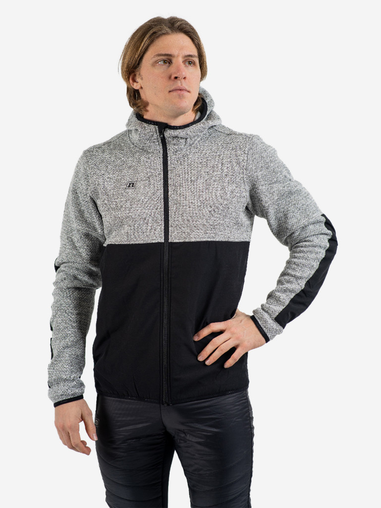 Кофта спортивная NoName Fleece Jacket UX 24 Grey Melange флисовая с капюшоном