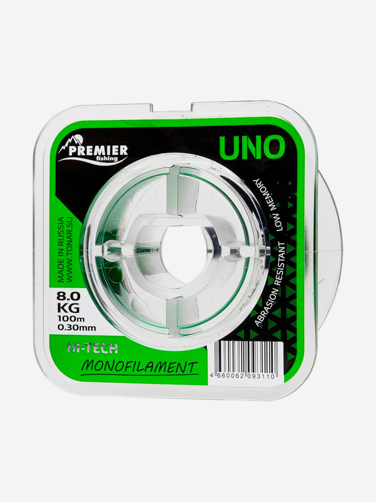 Леска для рыбалки Premier Fishing UNO Nylon 0,30мм, 100м, 8кг, зеленый