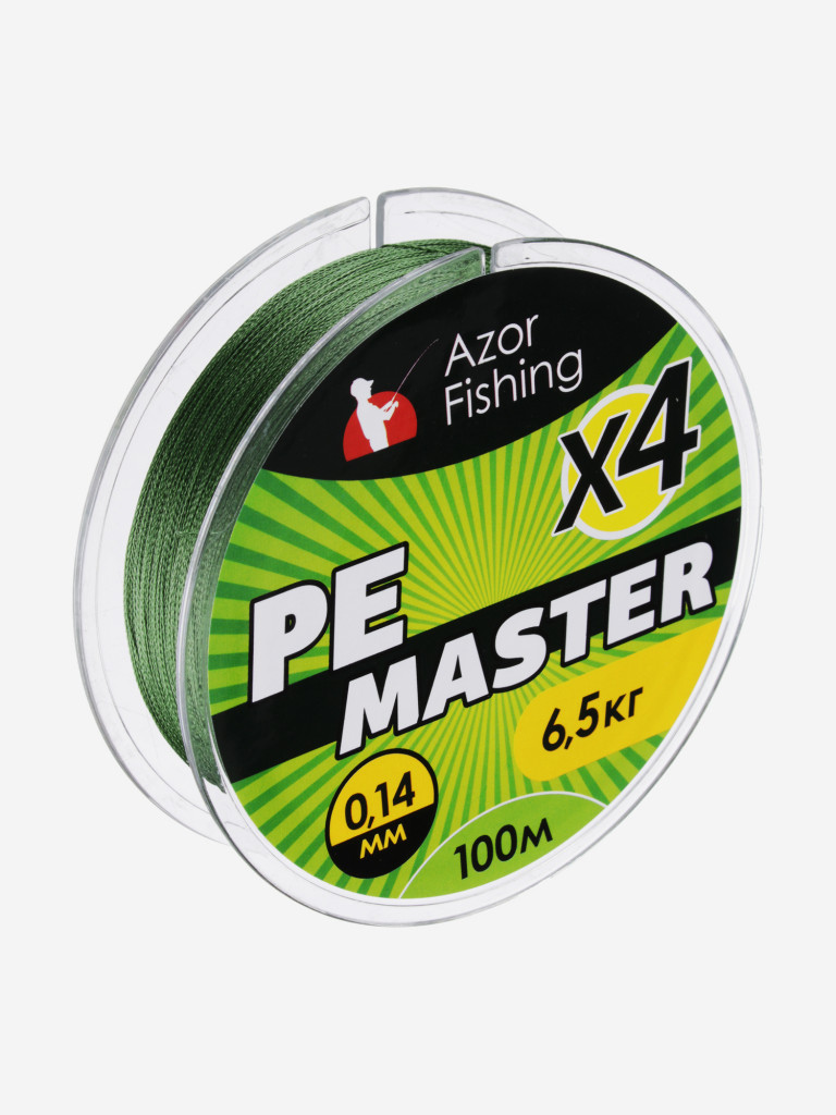AZOR FISHING Леска плетеная, PE Мастер, 100м, 0,14мм, 6,5кг, зеленая