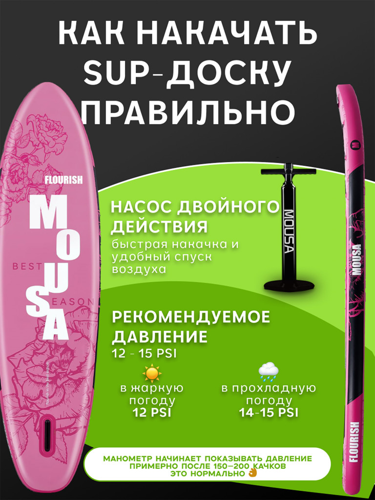 Сапборд двухслойный MOUSA Pink 335 см