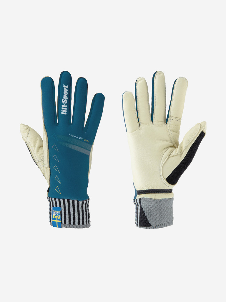 Гоночные лыжные перчатки Lillsport, модель Legend Slim Gold Petrol