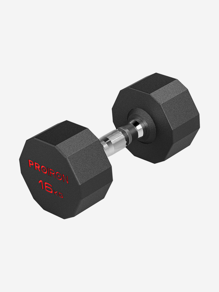 Гантель PROIRON обрезиненная 16 кг Черный/хром цвет — купить за 6353 ...