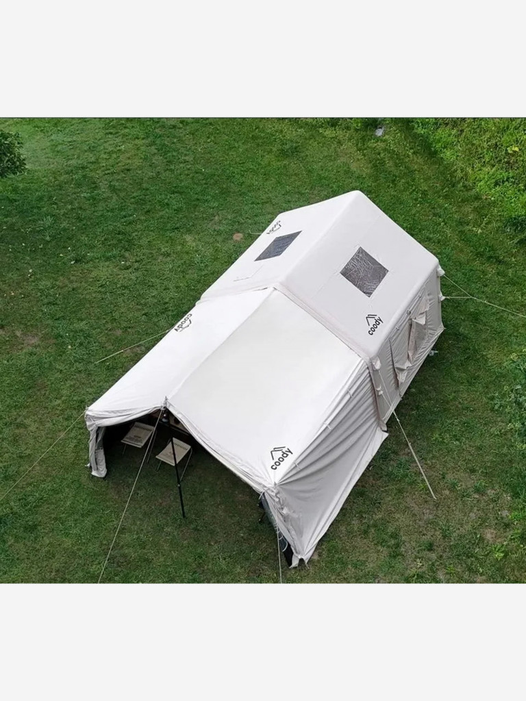 Надувная палатка Coody 8.0 PRO Beige, 8 м², 2–4 человека, 2 входа, навес
