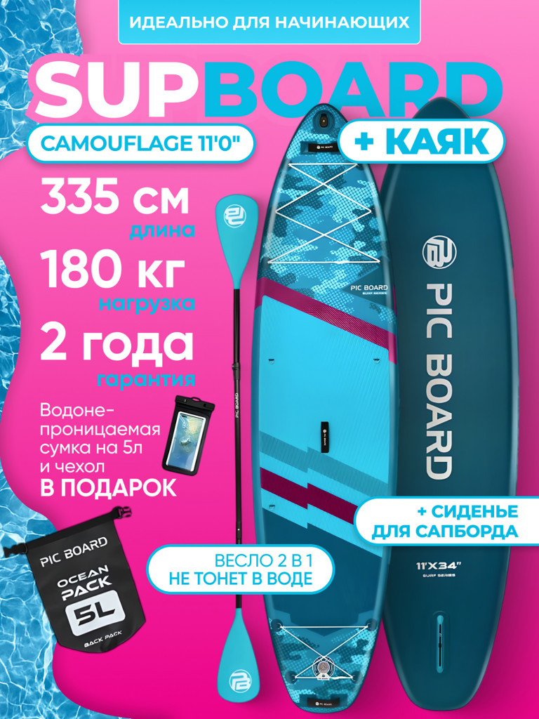 Туринговый двухслойный сапборд CAMOUFLAGE 11'0"