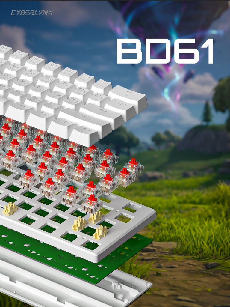 Игровая клавиатура CyberLynx BD61 Красный свитч Белый