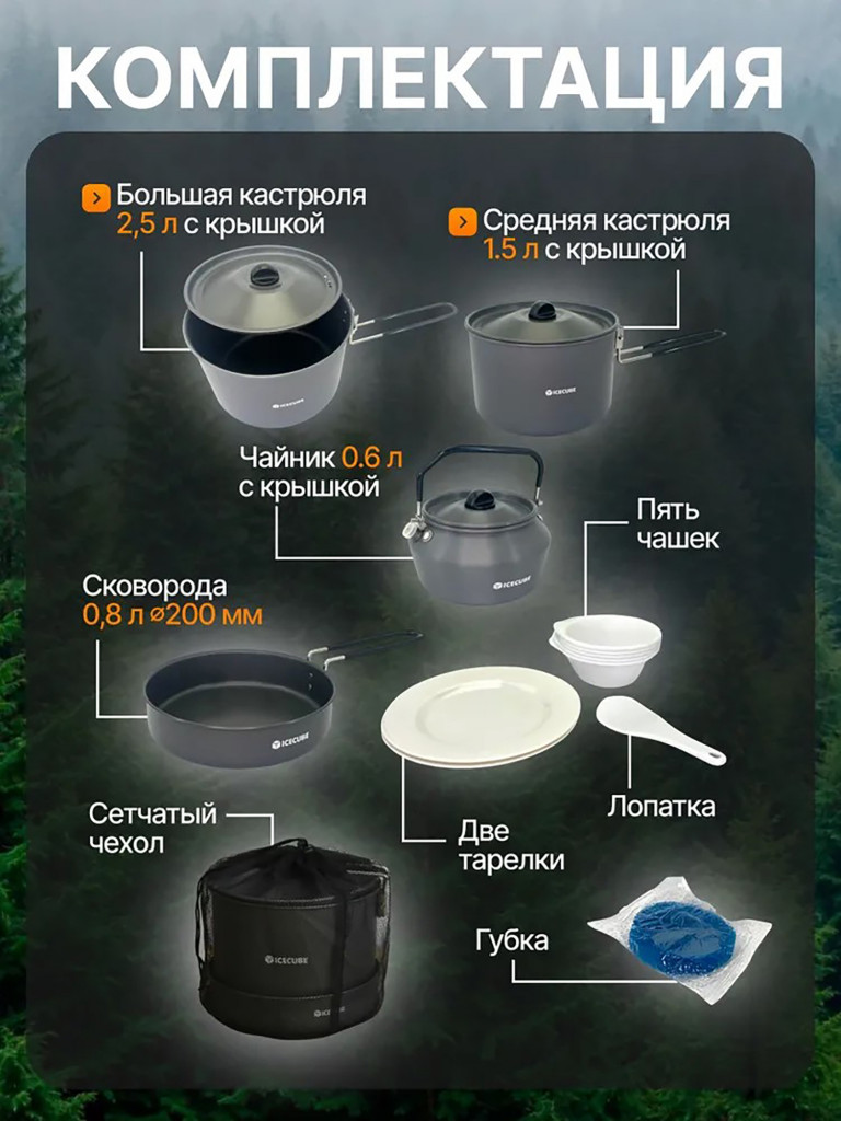 Туристический набор посуды на 4-5 персон Ice Cube AC-233