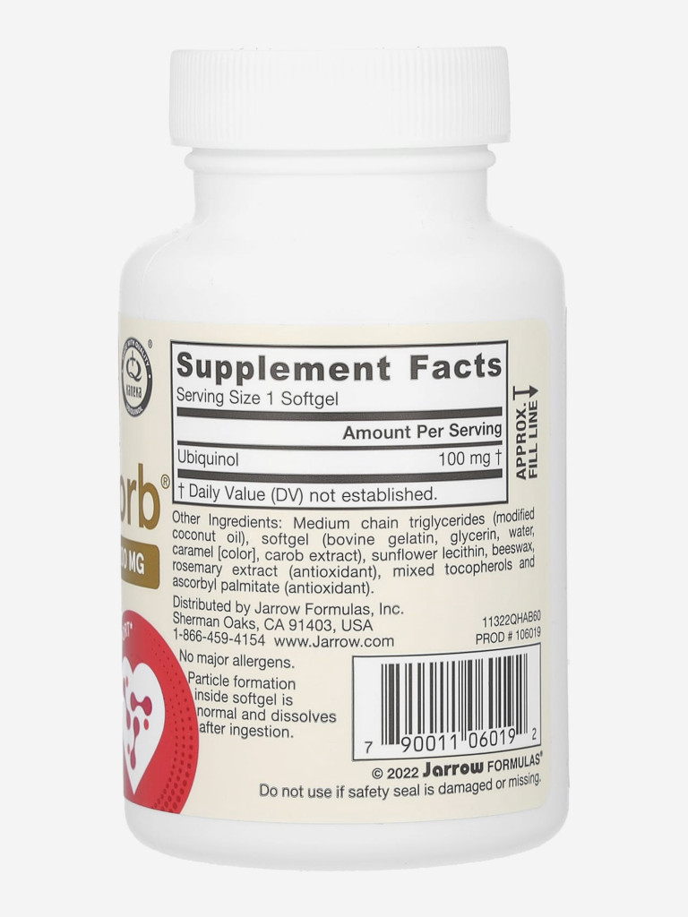 Бад, убихинол коэнзим q10 капсулы , Jarrow Formulas Ubiquinol QH-Absorb 100 mg 60 softgels