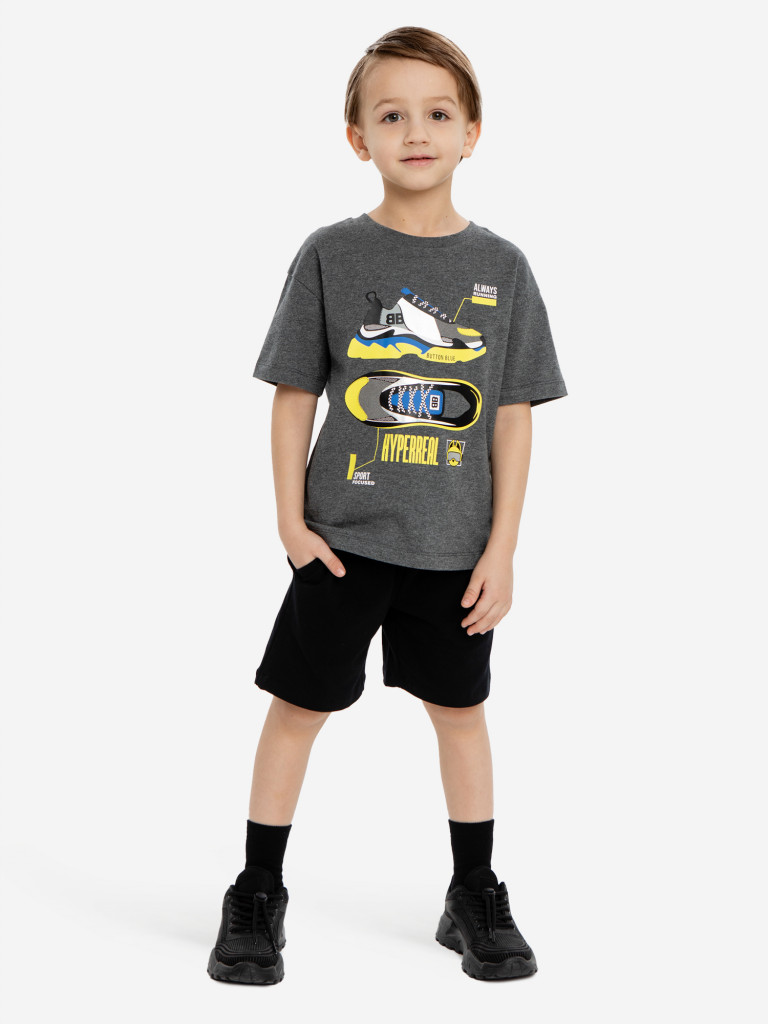 Шорты с поясом на резинке чёрные для мальчика Button Blue