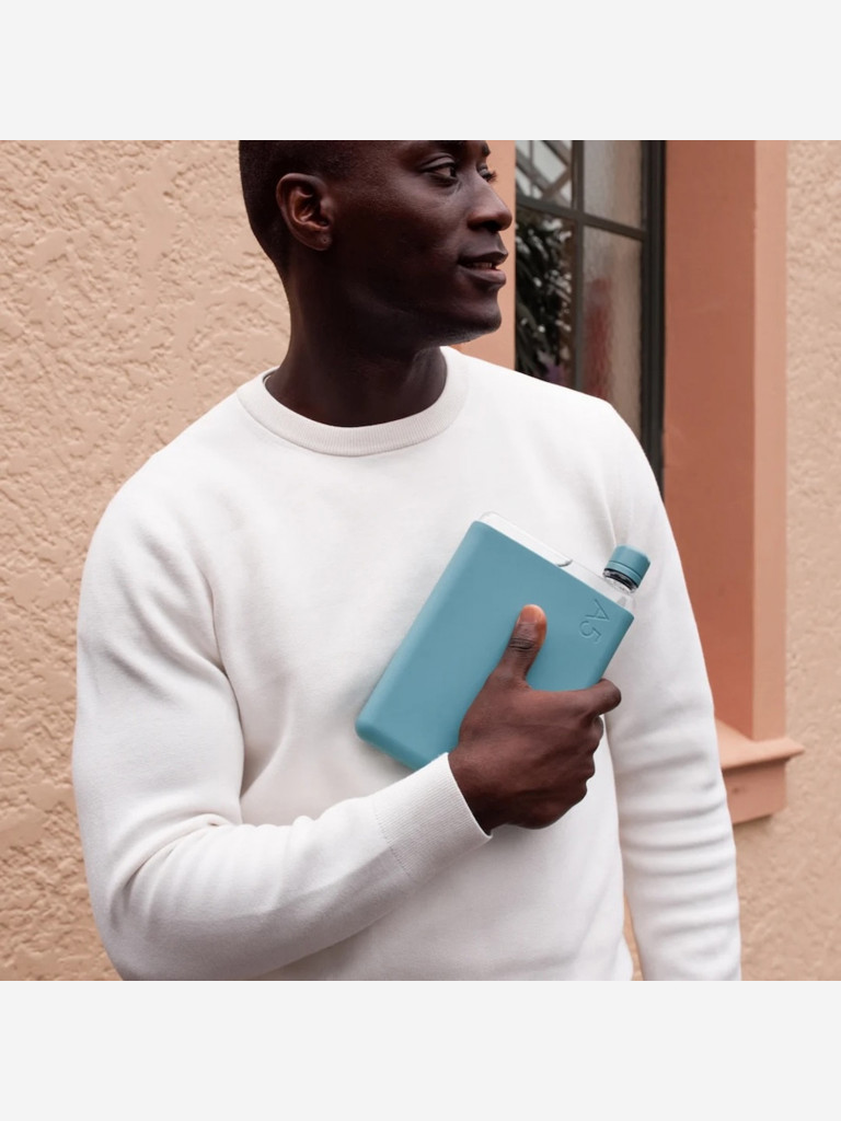 Бутылка с силиконовым чехлом Memobottle A5, голубой