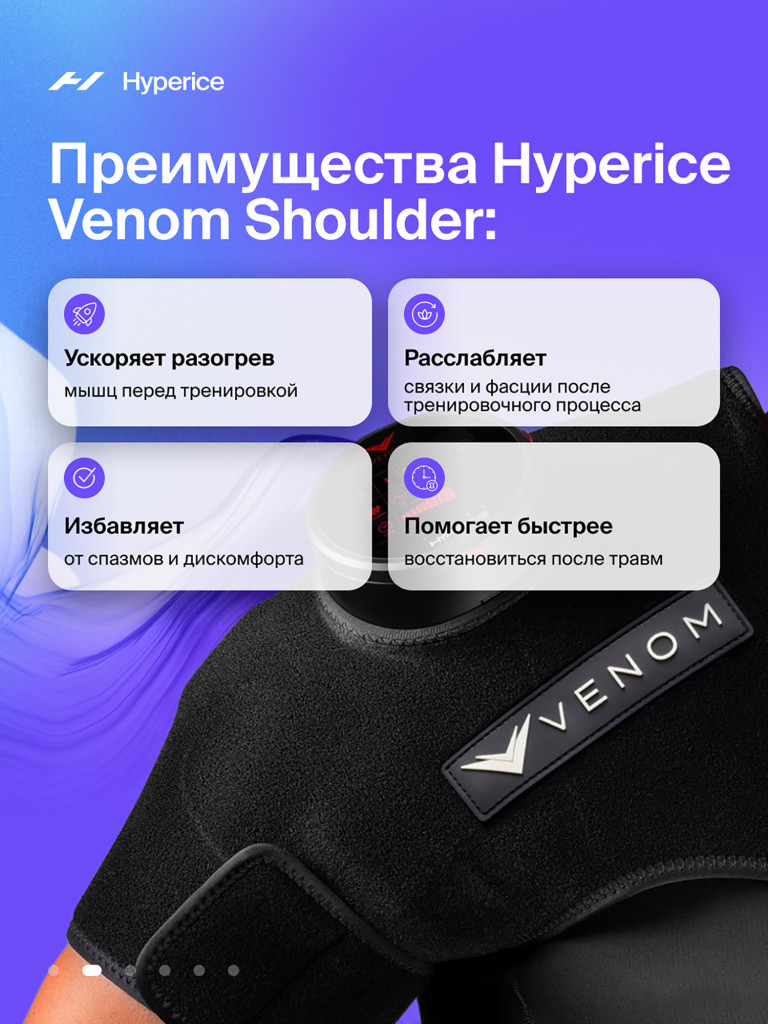 Бандаж на Левое плечо согревающий, массажер Hyperice Venom Pod Black Shoulder Left