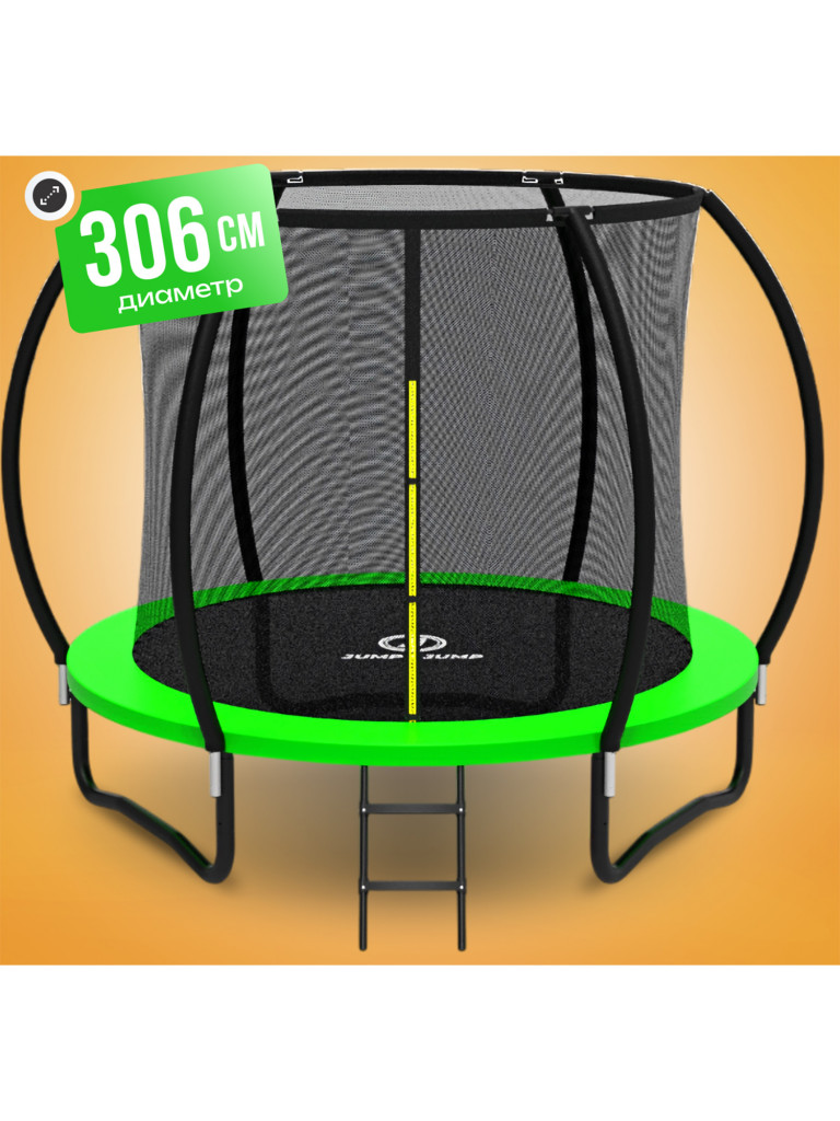 Батут детский каркасный JUMPY JUMP с защитной сеткой диаметр 306 см цвет зеленый