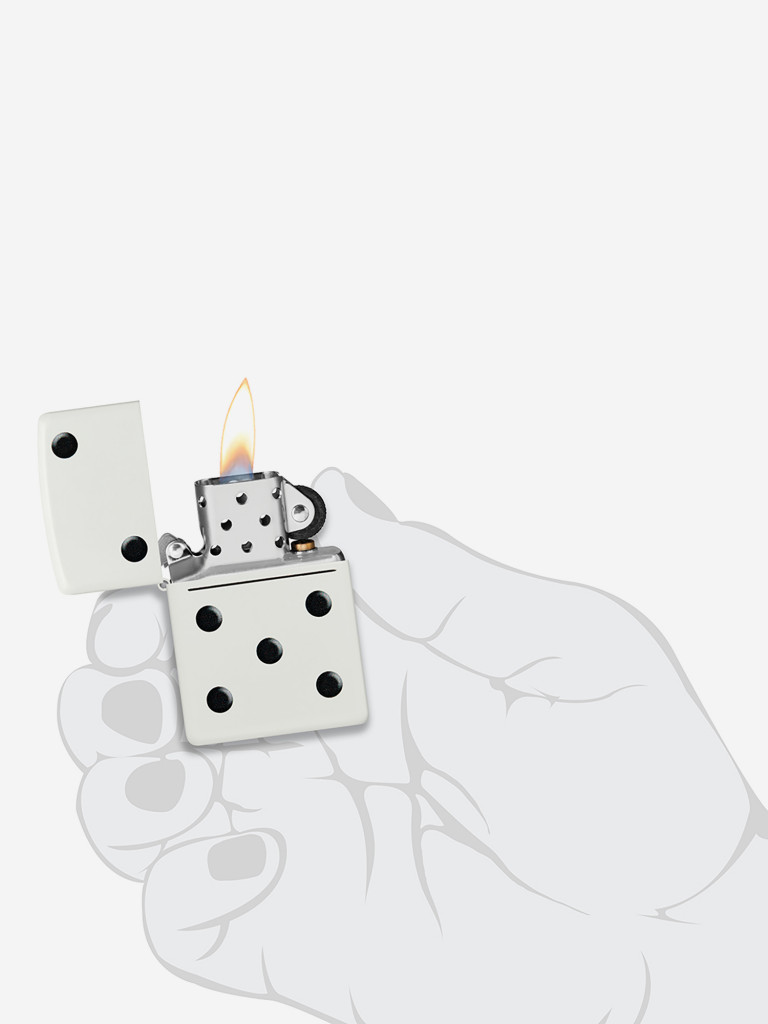 Зажигалка бензиновая ветроустойчивая Zippo Domino Design White Matte