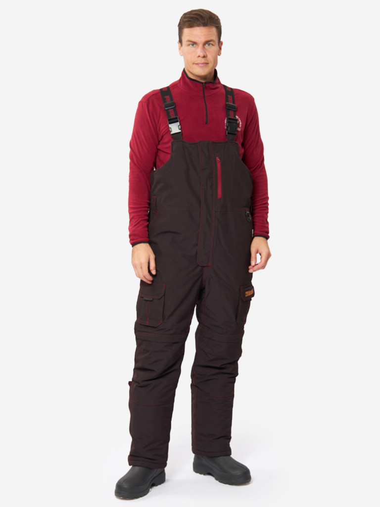 Костюм зимний Alaskan Russian Mission Old School шоколадный/ бордовый (куртка+полукомбинезон) для рыбалки и охоты