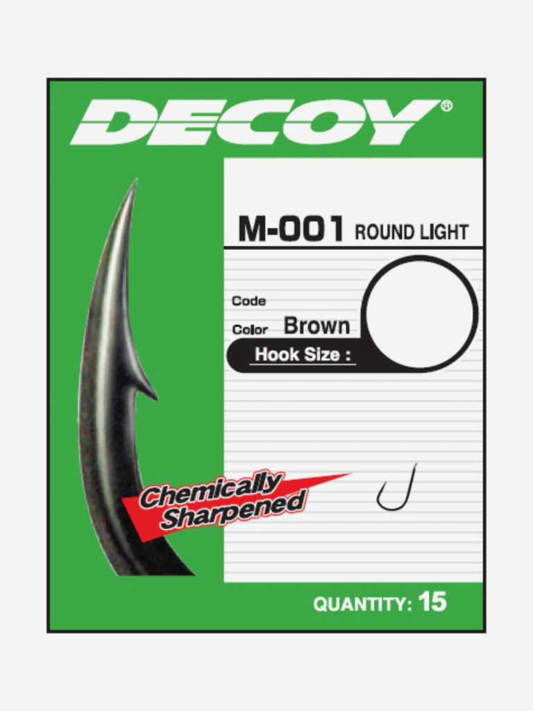 Крючок одинарный Decoy M-001 ROUND LIGHT #14 (в упаковке 15 штук)