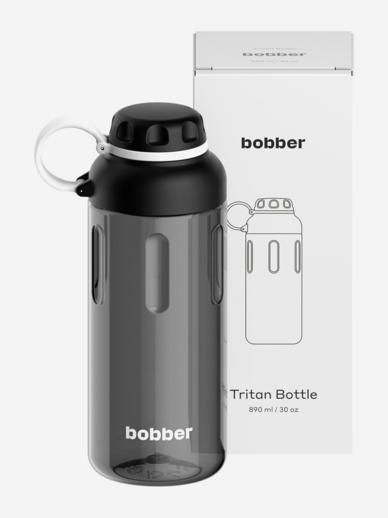 Бутылка тритановая Tritan Bottle для холодных напитков, с ситечком, 890 мл, черная