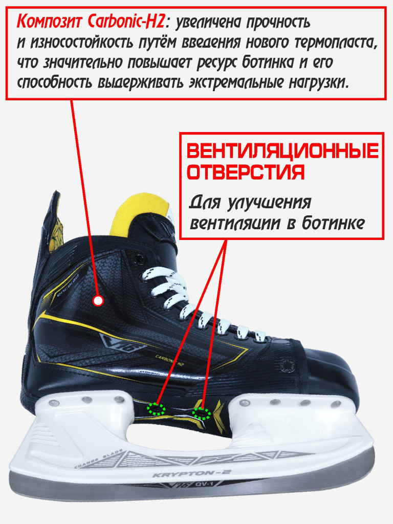 Коньки хоккейные V76 ENCELAD, съемные лезвия, 3 вида полноты, полнота M