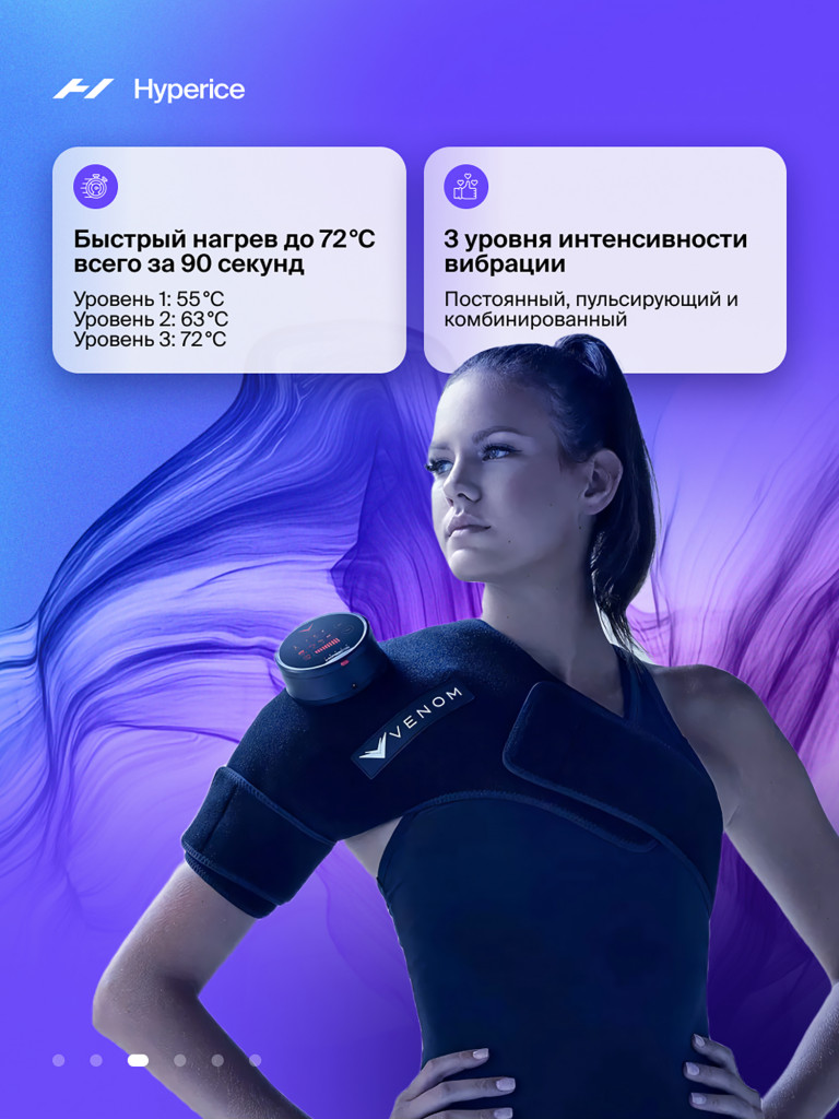 Бандаж на Левое плечо согревающий, массажер Hyperice Venom Pod Black Shoulder Left