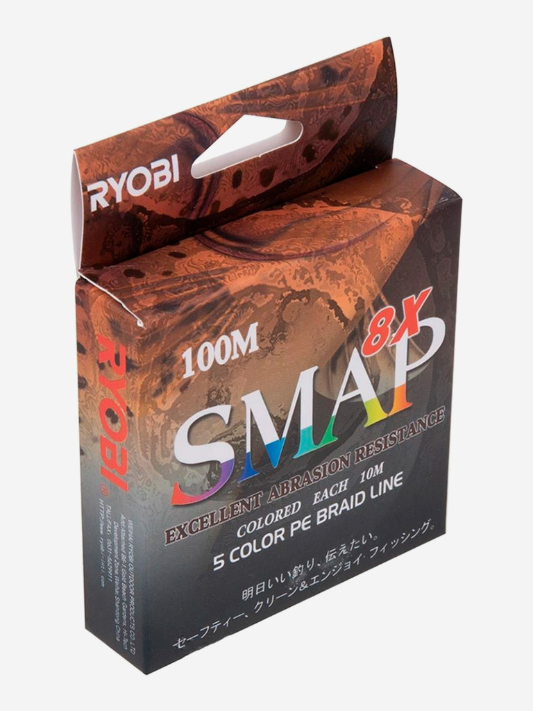 Шнур плетеный для рыбалки Ryobi SMAP PE8X, 100м, 0,31мм, 20кг, мультиколор
