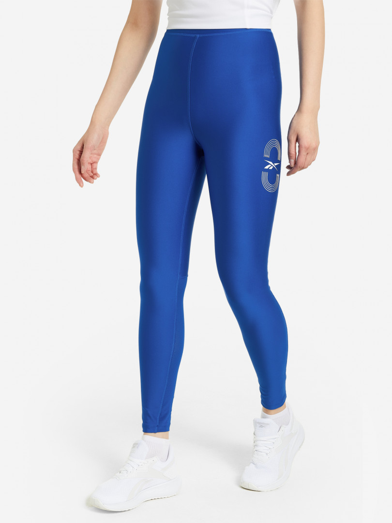 фото Легинсы женские reebok running vector tight, голубой