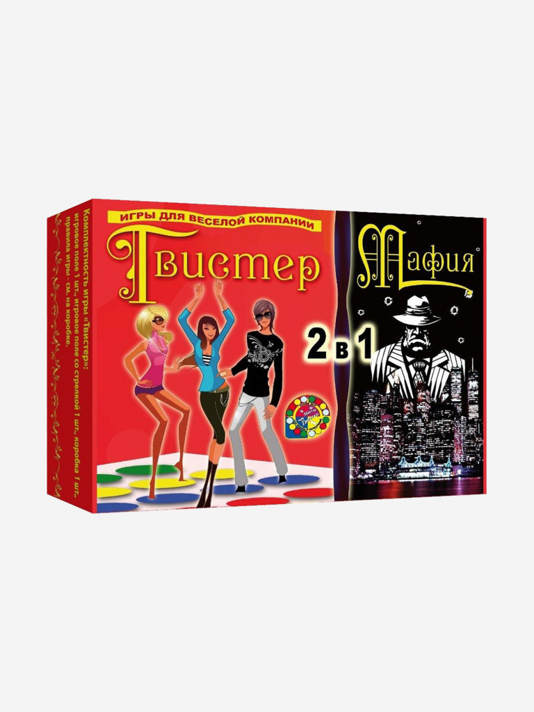 Набор игр для веселой компании 2 в 1, Нескучные игры, Мистер-твистер напольная и игра Мафия