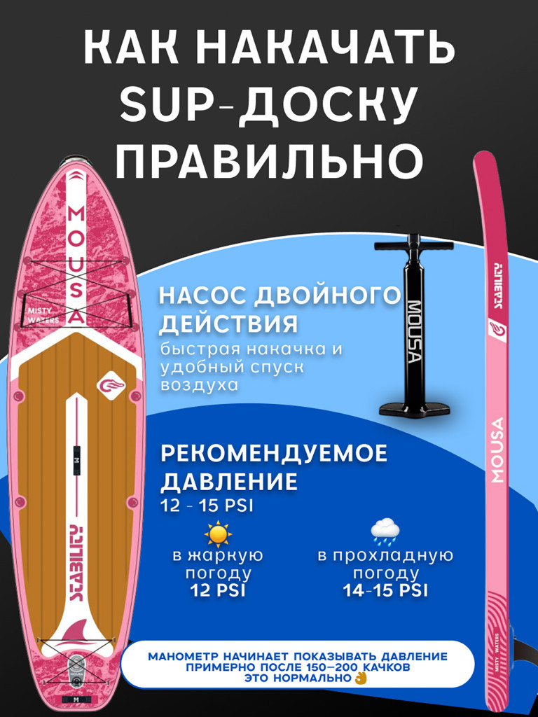 Сапборд двухслойный MOUSA Misty Pink 335 см