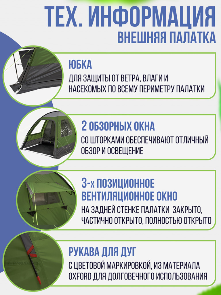 Четырехместная кемпинговая палатка Trek Planet Verona 4