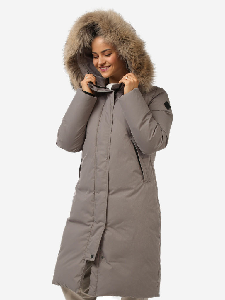 Пуховик женский удлиненный с мехом