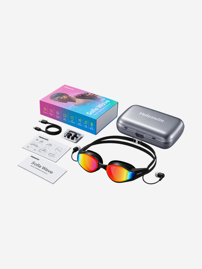 Очки для плавания унисекс Holoswim Solla Wave, 32 ГБ, красные